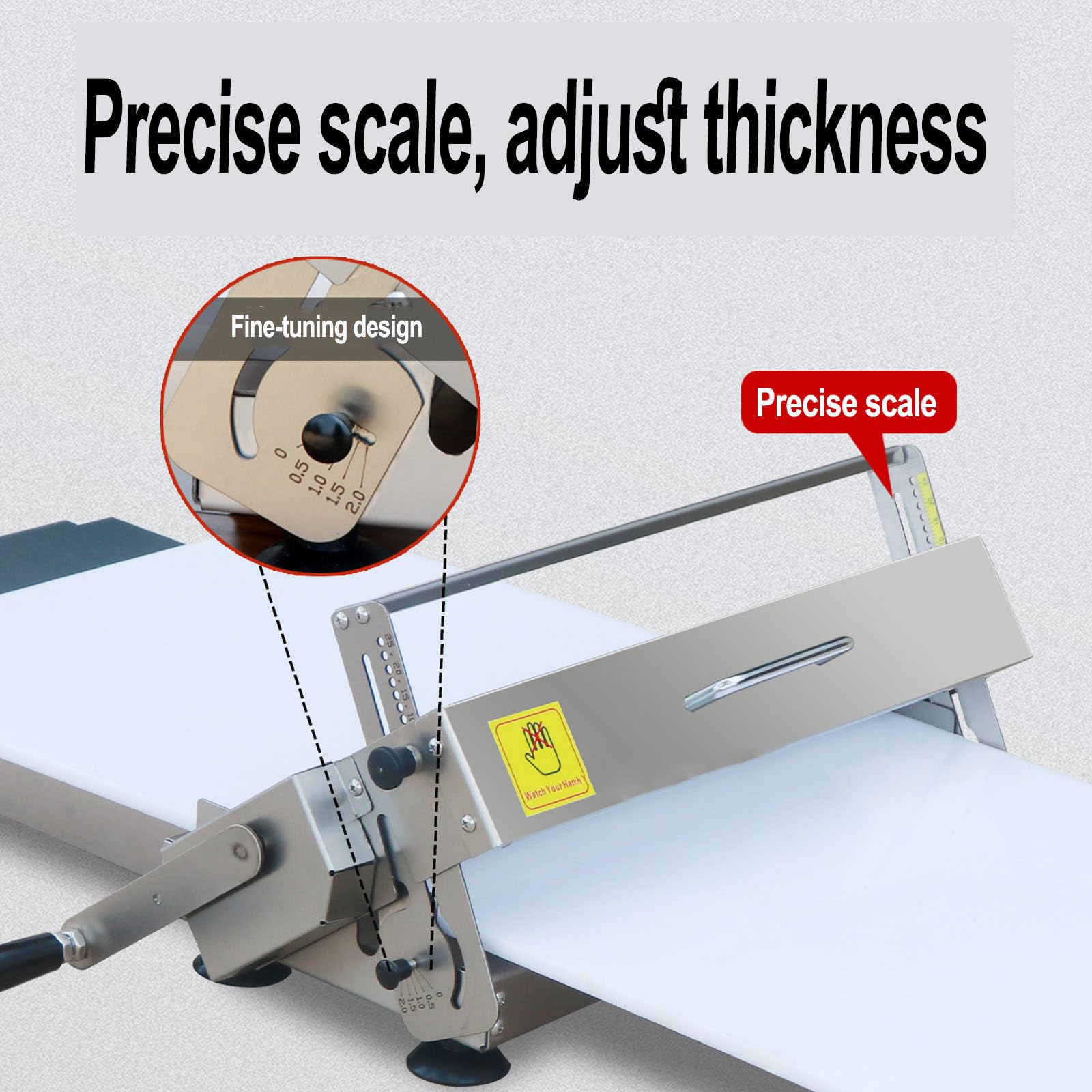 Ręczna Składana Wałkarka Do Ciasta, Laminator Ze Stali Nierdzewnej, Regulacja Grubości 0-25 mm, Łatwy W Czyszczeniu, Do Ciasta Francuskiego Na Croissanty I Pizzę