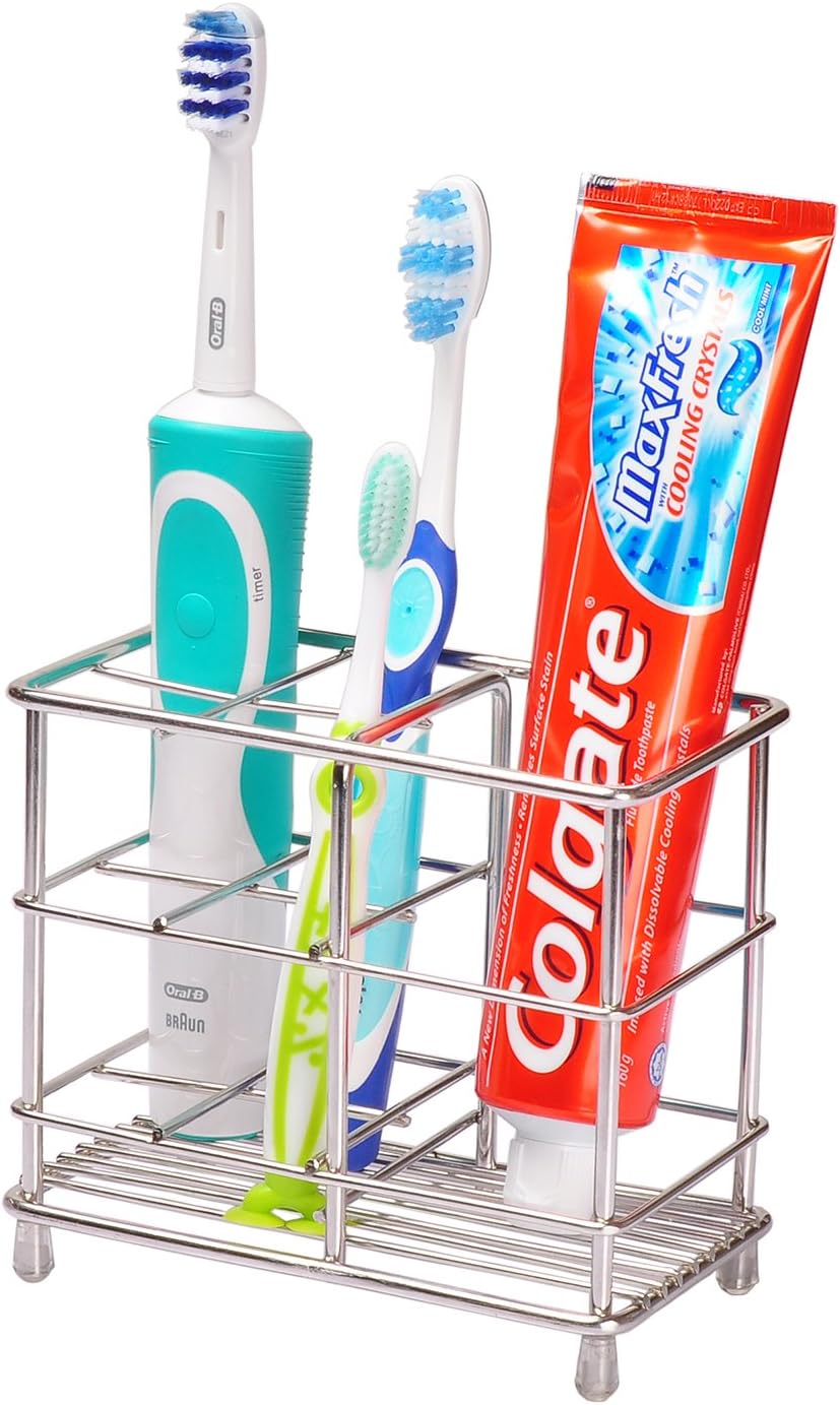 ECROCY Stainless Steel Bathroom Toothbrush Toothpast Holder - Large Size Electronic Toothbrush Holder