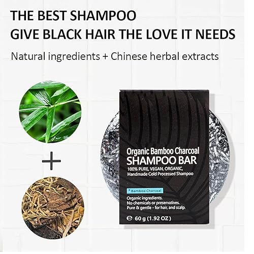 Miniatura 2 de Barra inversa para el cabello, jabón de champú de carbón de bambú orgánico, barra de champú para oscurecer el cabello (2 piezas)