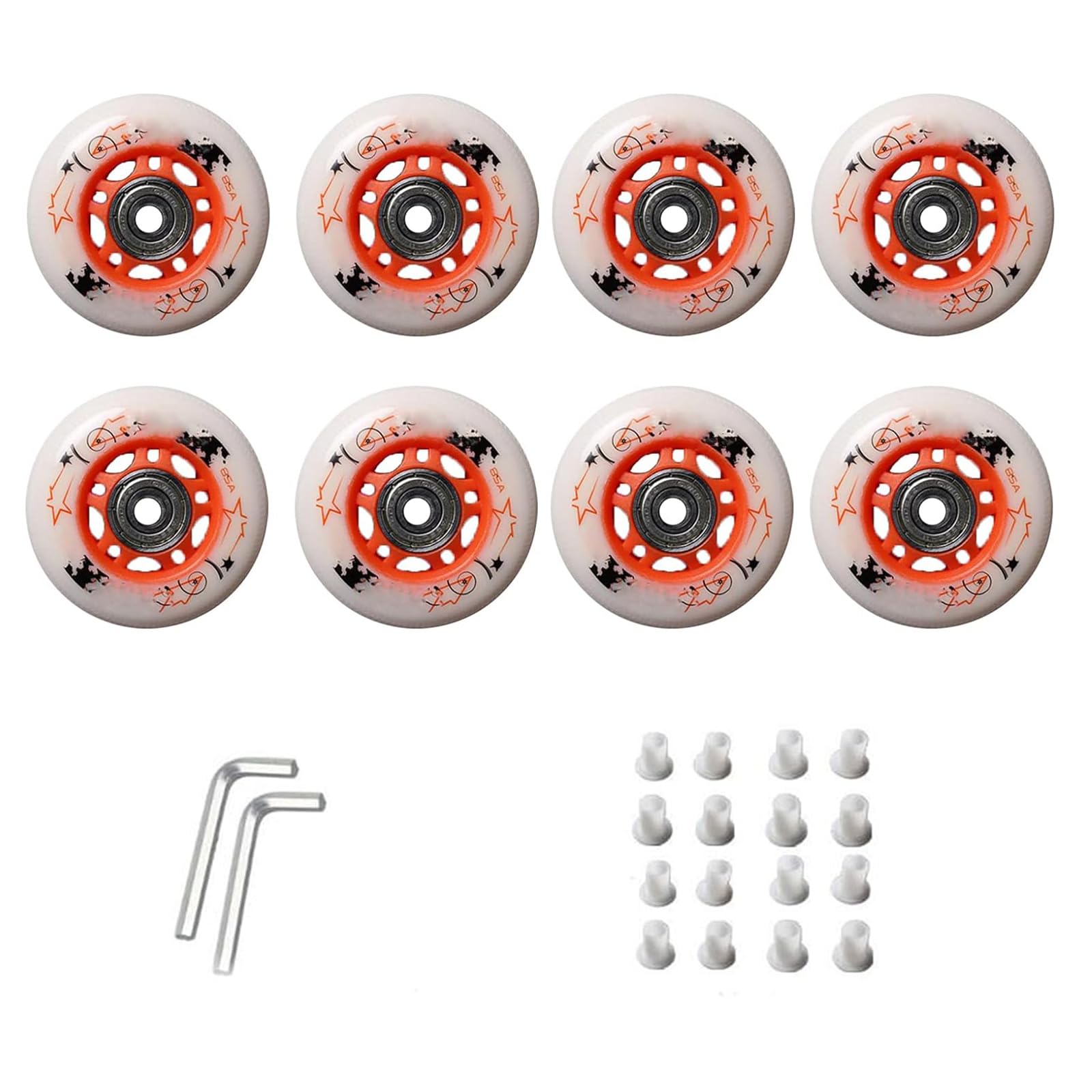 Ruote per Pattini in Linea 64mm/68mm/70mm Set di Ricambio per Ruote in PU da 8 Pezzi Resistente all'Usura Ruote di Ricambio in Linea scorrevoli 85A con Cuscinetto ABEC-9,Arancia,70MM