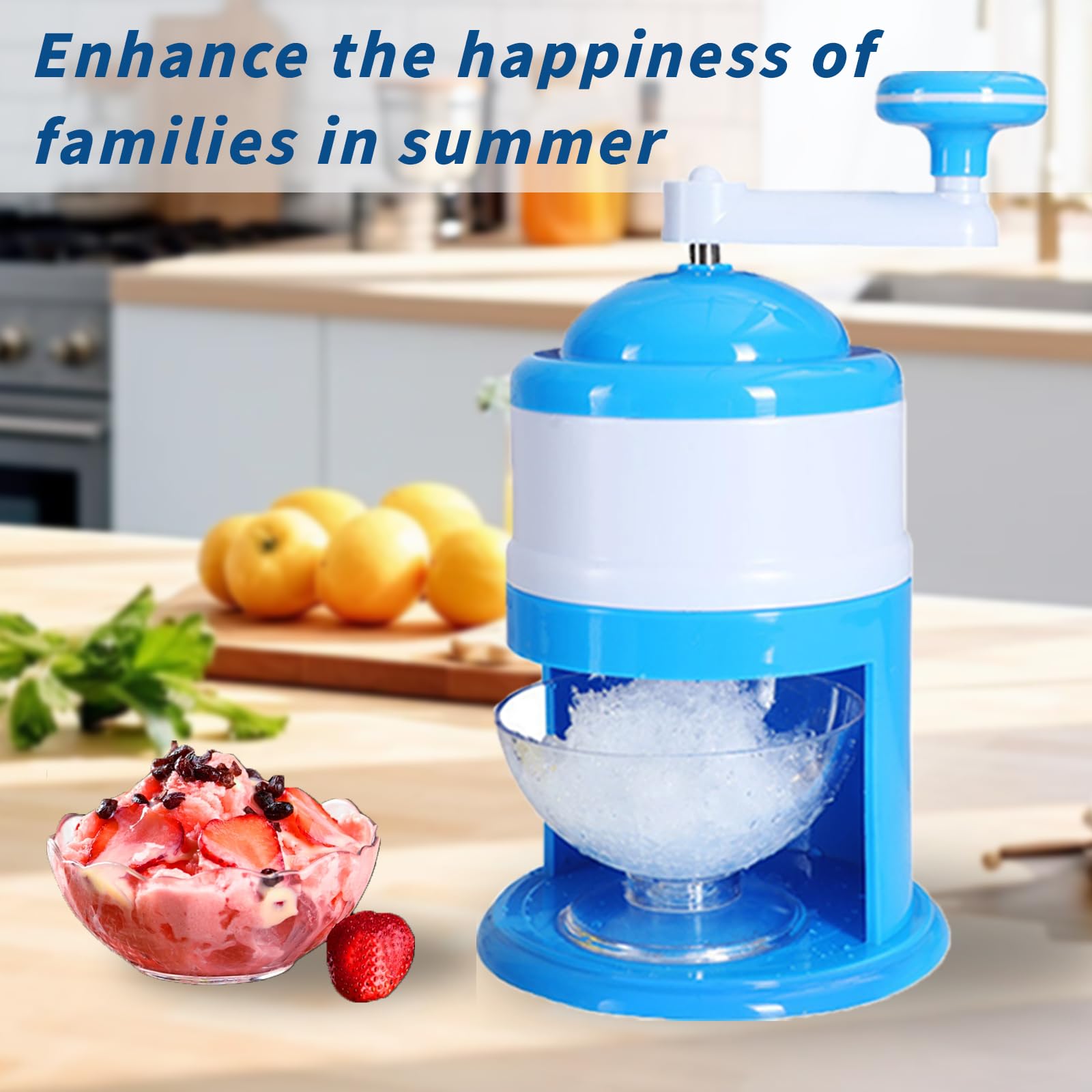 Tritaghiaccio,Ice Slush Machine，Macchina per Rasoio per Ghiaccio con Neve，Slush Machine，Ottimo per Frullati e Ghiaccio Tritato - Senza BPA (Blu)