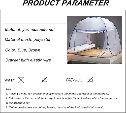 Miniatura 6 de Tienda de campaña desplegable con mosquitera, lo suficientemente grande para cama de tamaño individual a King, mosquitera plegable para dormir,