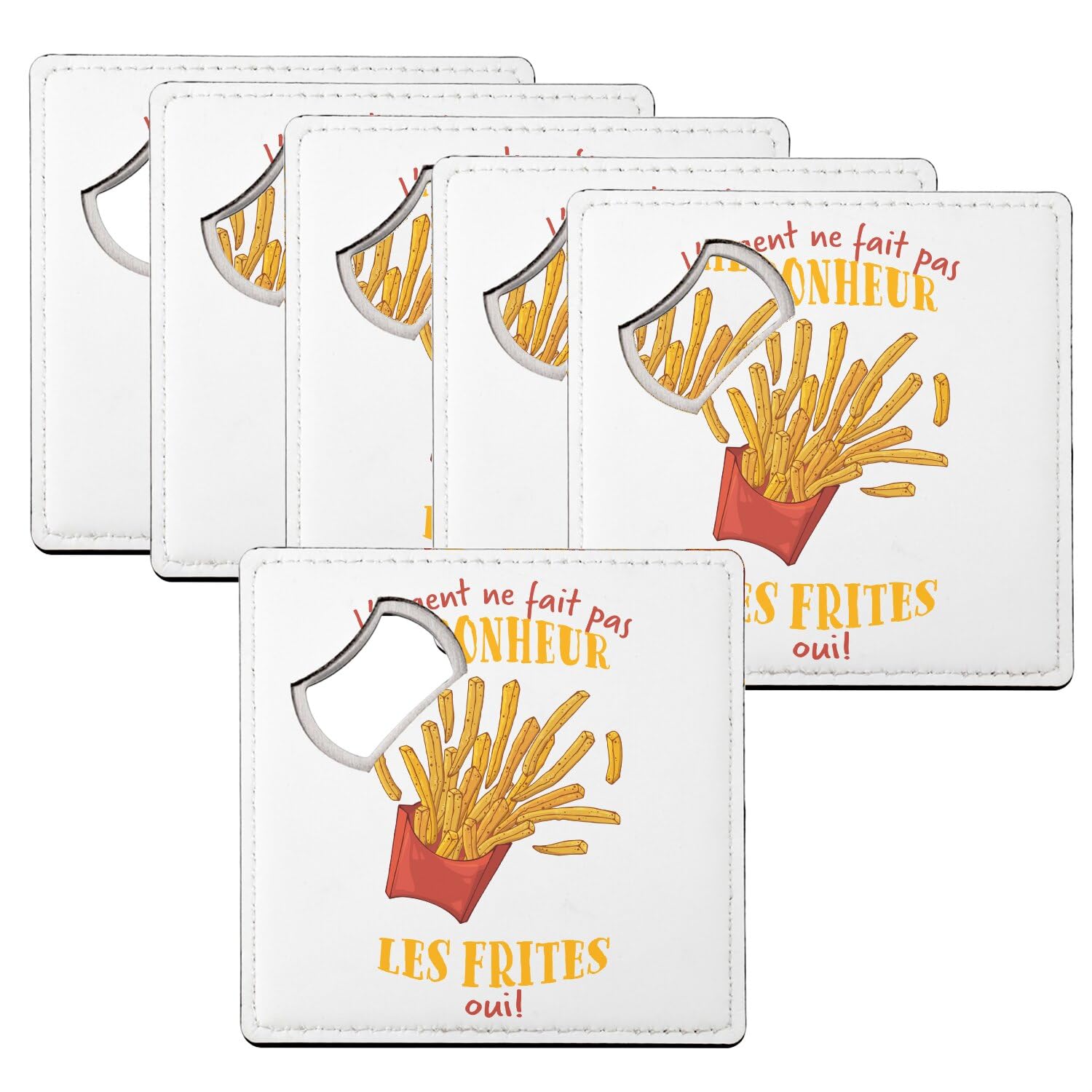 Sous Verre Décapsuleur Frites Cadeau Original pour Crémaillère et Fan de Street Food