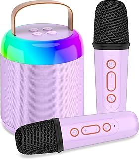 Tipao Mini Karaoke Machine for Kids with 2 Microphones, Portable Bluetooth with 2 Wireless Microphones for Girls with LED ...