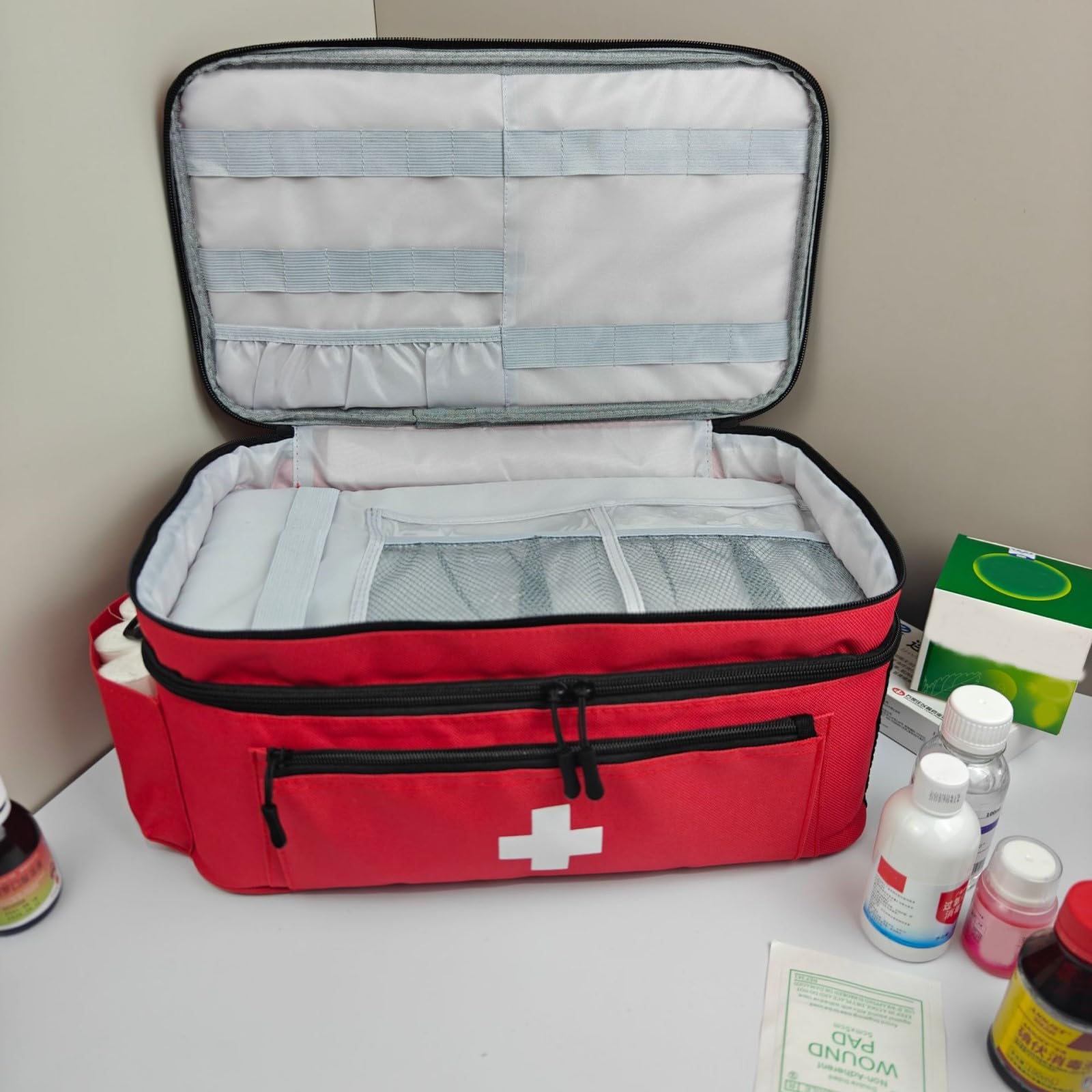 Portable kit Premier Secours, Grande Capacité Trousse Medicaments Voyage, Sac Familial de Rangement pour Médicaments, Organisateur de Premiers Secours, pour Maison,Voyages,l'école et la Camping
