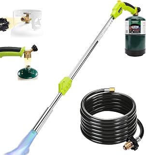 Hotdevil Propane Torch Weed Burner Torch Blow Torch with 10FT Hose Self Ignition Portable Flamethrower Propane Weed Torch for Weeds Burning, Snow Melting, Roof Road Repairing