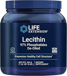 Life Extension Lecithin, Promotes Healthy Cell Structure and Function in The Brain, Gluten Free, Non-GMO, Vegetarian, 454 Grams