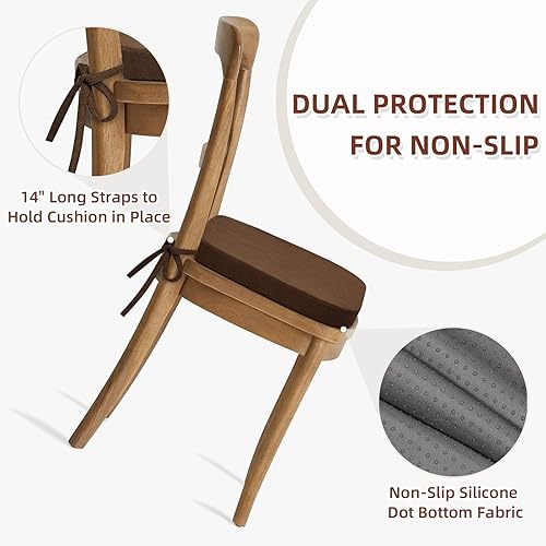 Miniatura 4 de HAVARGO Cojines para sillas de comedor con espuma de carbón de bambú 16.5 x 16.2 pulgadas, cojines para sillas de cocina, cojines de asiento de
