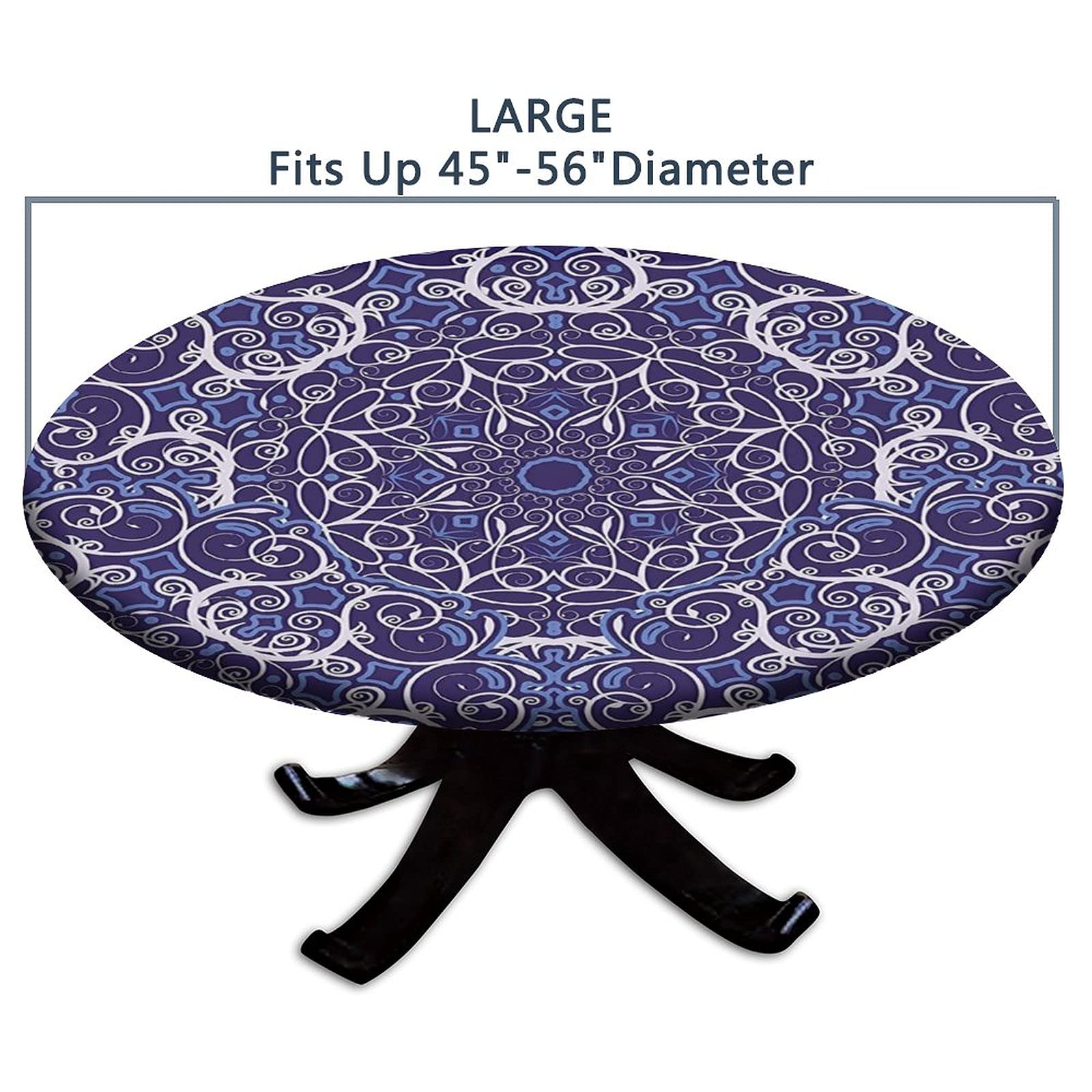 Bohemian Kaleidoscope Table Cover - Elastic Fitted Square Tablecloth For 24x24 Tables, Waterproof