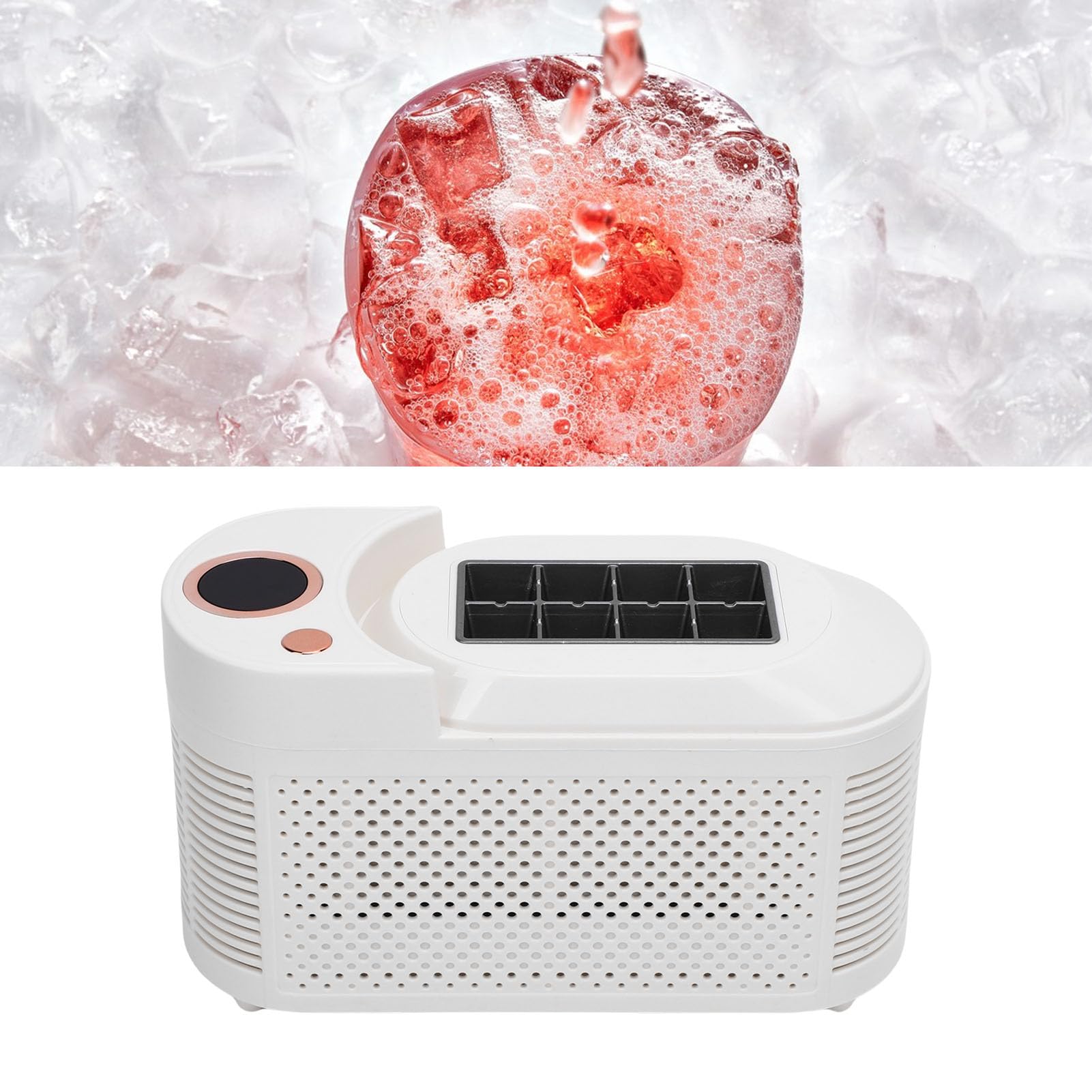 HEEPDD Fabricante de Hielo Portátil de Hielo Encimera Fabricante de Hielo de Escritorio de Escritorio con Doble Energía para Acampar de Automóviles en Casa 8 Cubos (Enchufe de la UE)