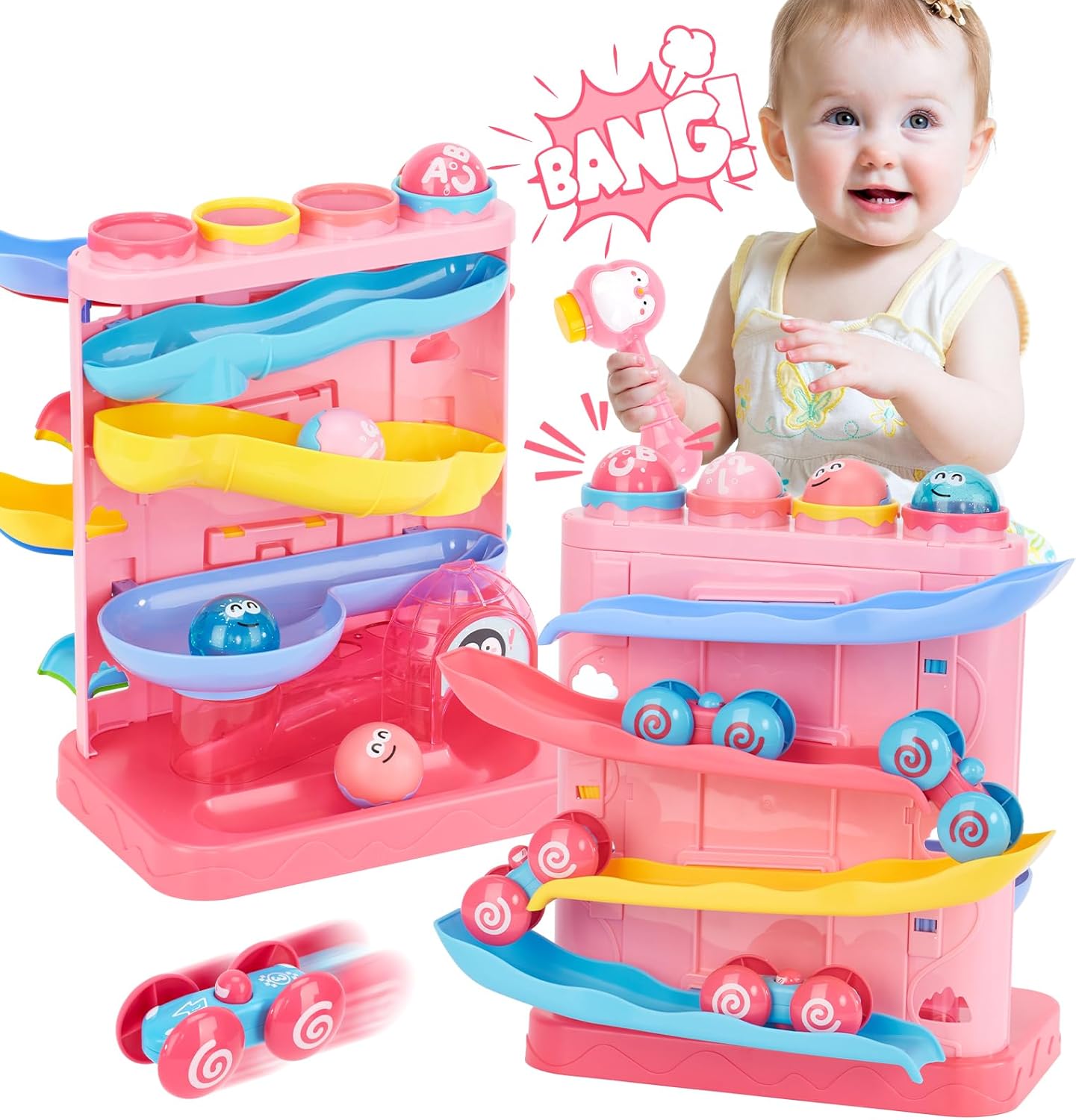 hahaland Toys for 1 Year Old Girls – 2 in 1 Pound & Roll Balls Toy & Car Ramp Race Track Toddler Toys – Baby Toys 12 Months – Early Developmental Hammer Montessori Toys Gifts for 1 2 3 Year Old Girls hahaland Toys for 1 Year Old Girls – 2 in 1 Pound & Roll Balls Toy & Car Ramp Race Track Toddler Toys – Baby Toys 12 Months – Early Developmental Hammer Montessori Toys Gifts for 1 2 3 Year Old Girls