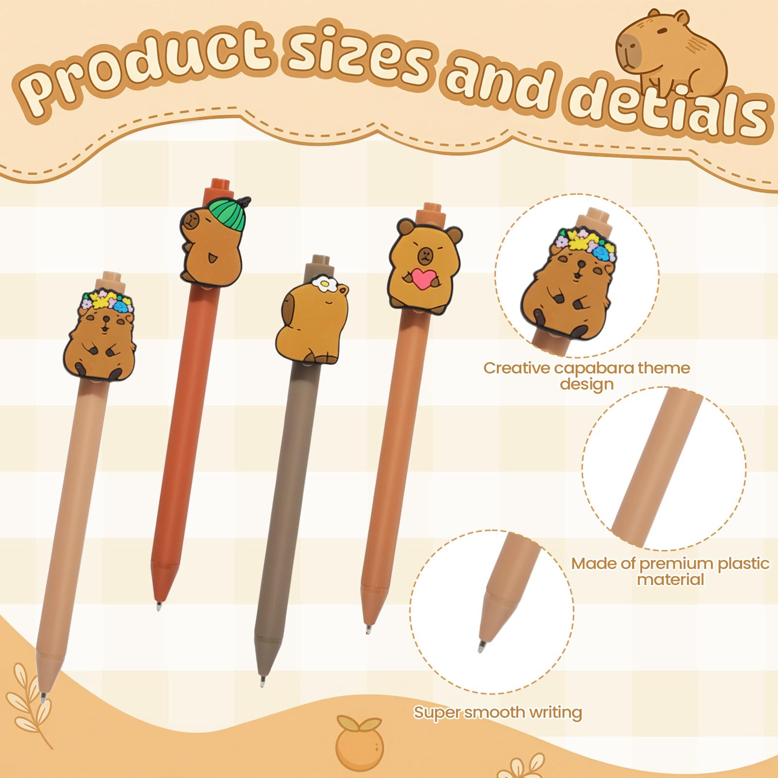 Capybara Stationery Gift Set, 63Pcs Kawaii School Supplies with Pencil Case, Gel Pens & Stickers - Ideal Gifts for Women Men Teens, Perfect for Back to School & Party Bags - Image 3