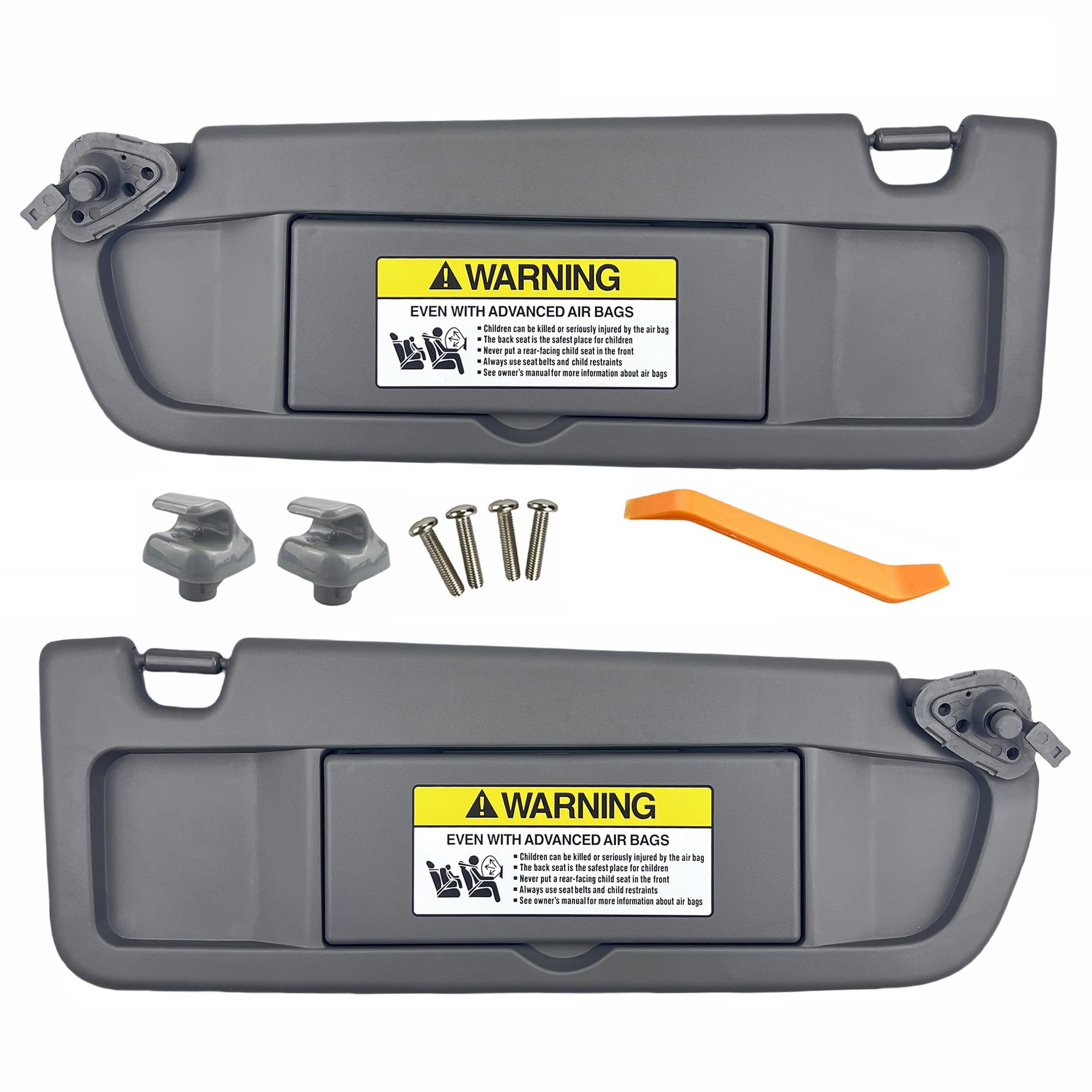 Photo 1 of Pair of Left and Right Sun Visors with Clips and Screws for Honda Civic 2006 2007 2008 2009 2010 2011 Interior Sun Visor Replacement (Dark Gray)