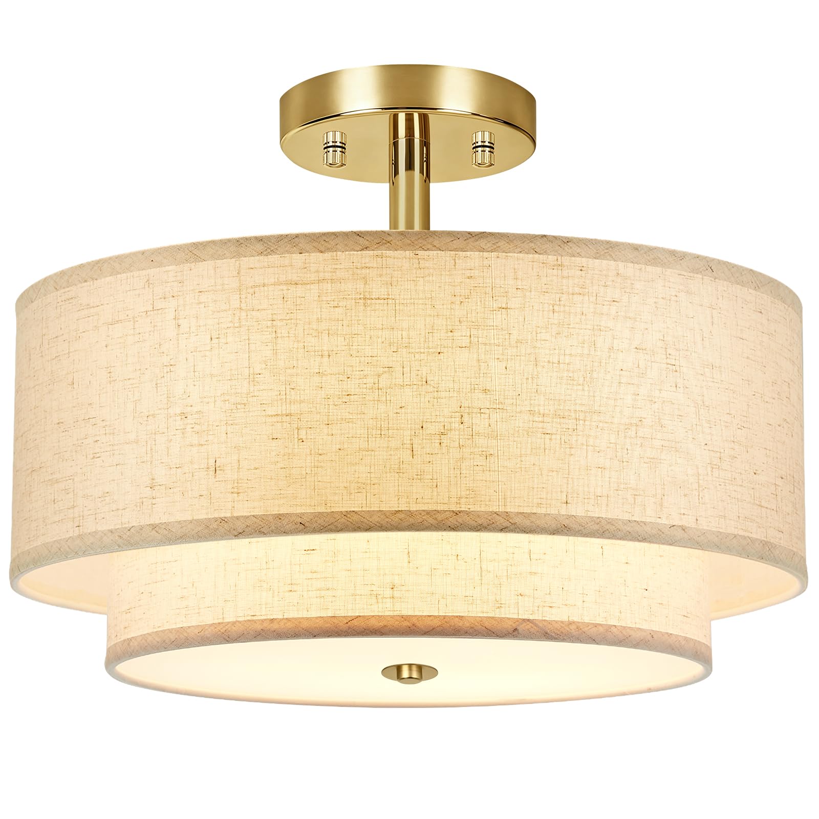 Maichixin 3-Light Ceiling Lights, 16" Dual Drum Chandeliers Ceiling Light