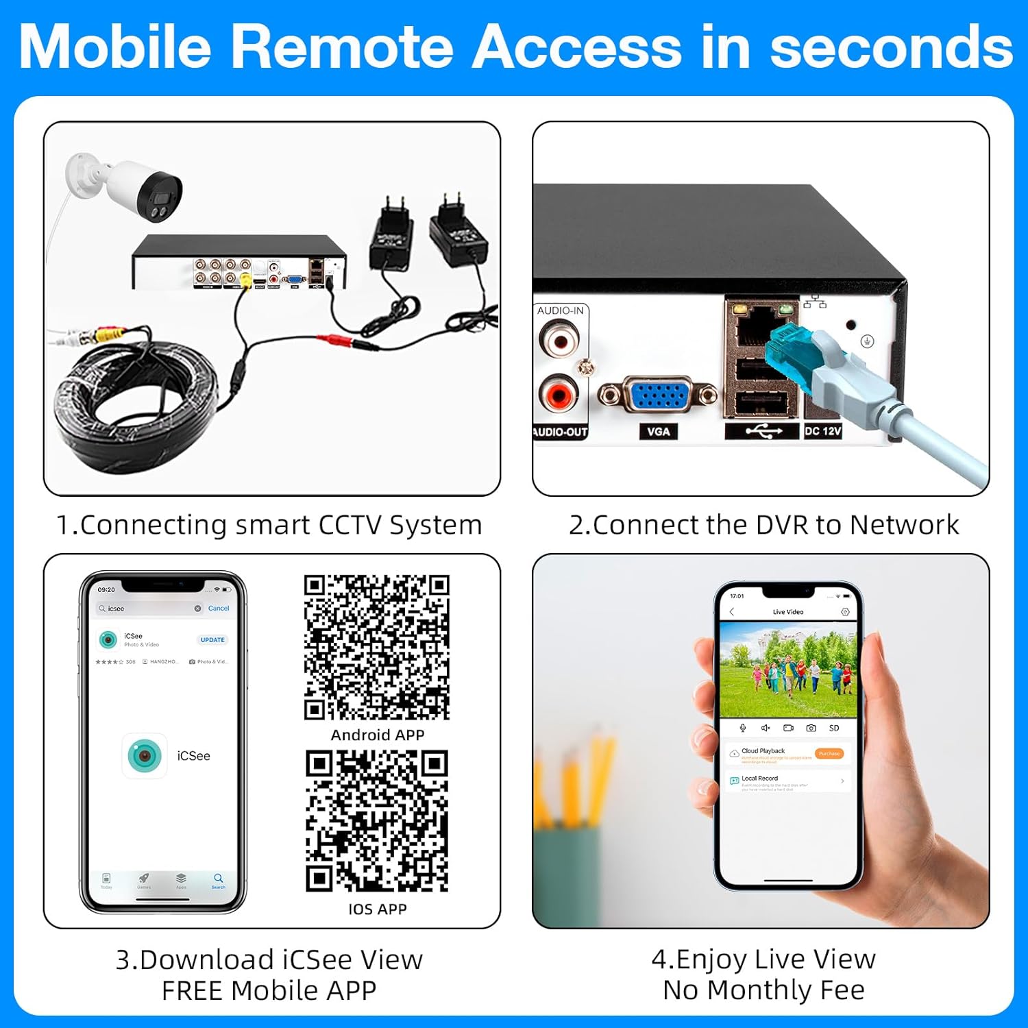 8 Channel DVR Digital Video Recorder, Wired DVR for Security Camera, 8CH Hybrid 6-in-1 Digital Video Recorder Compatible with 5MP AHD/TVI/CVI/CVBS/IP/XVI Camera, 2TB Hard Drive Included