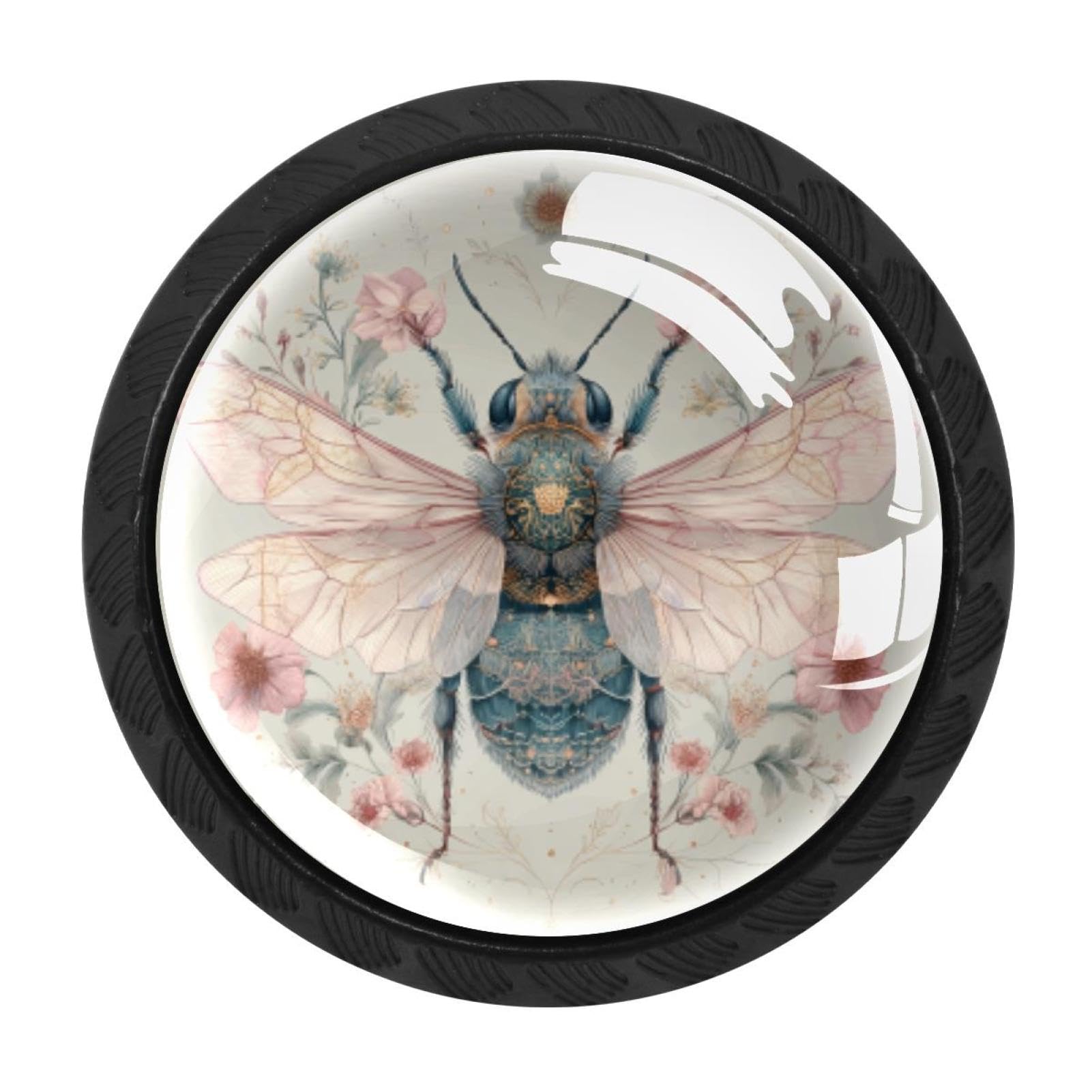 Poignées de porte de tiroir en verre pour cuisine et salon au motif abeille chic