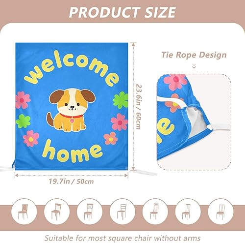 Miniatura 3 de Welcome Home - Juego de 6 fundas decorativas para sillas de comedor, diseño de perro de dibujos animados, fundas extraíbles para sillas de boda
