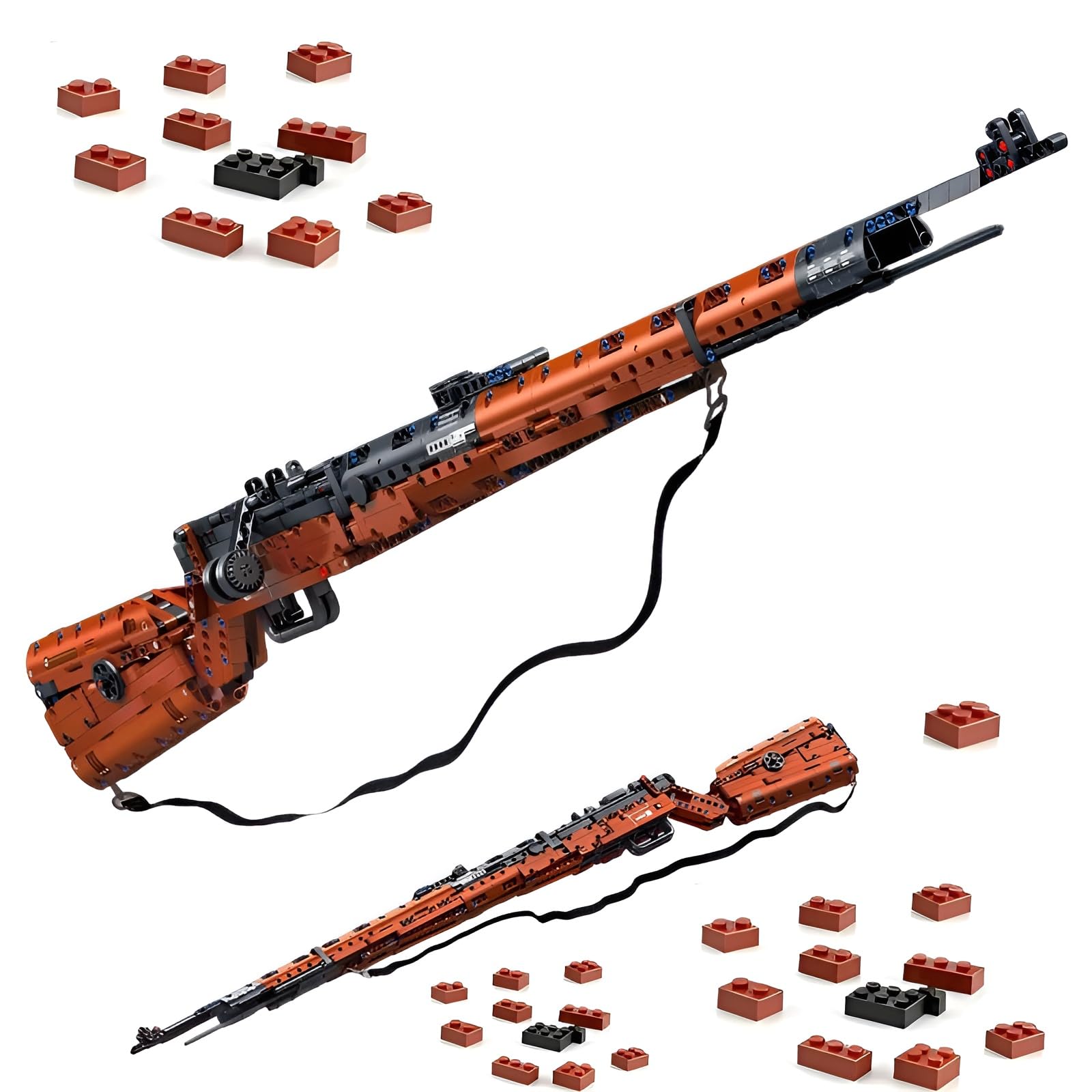 DzirePada 1:1 98K Building Blocks Set, 1206 Pcs Military Sniper Rifle Building Bricks Kit, War Construction Kits Display for Adults Teens(82012)