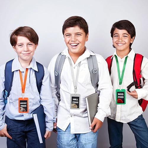 Miniatura 5 de Juego de 8 cordones de pasillo y pases escolares, juego de pases escolares de PVC irrompible, juego de pases escolares para profesores, biblioteca,