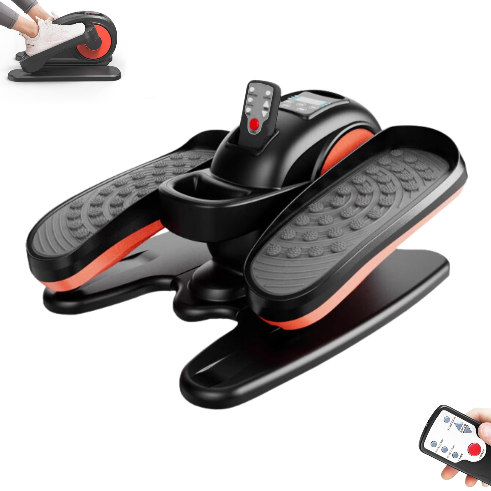 Pedaleador Eléctrico. Ejercitador de Pedales. Entrenador Elíptico para Mayores y Adultos. Mini Elíptica Antideslizante, Bidireccional con 5 Velocidades. Stepper Elíptico Portátil para Casa, Oficina.