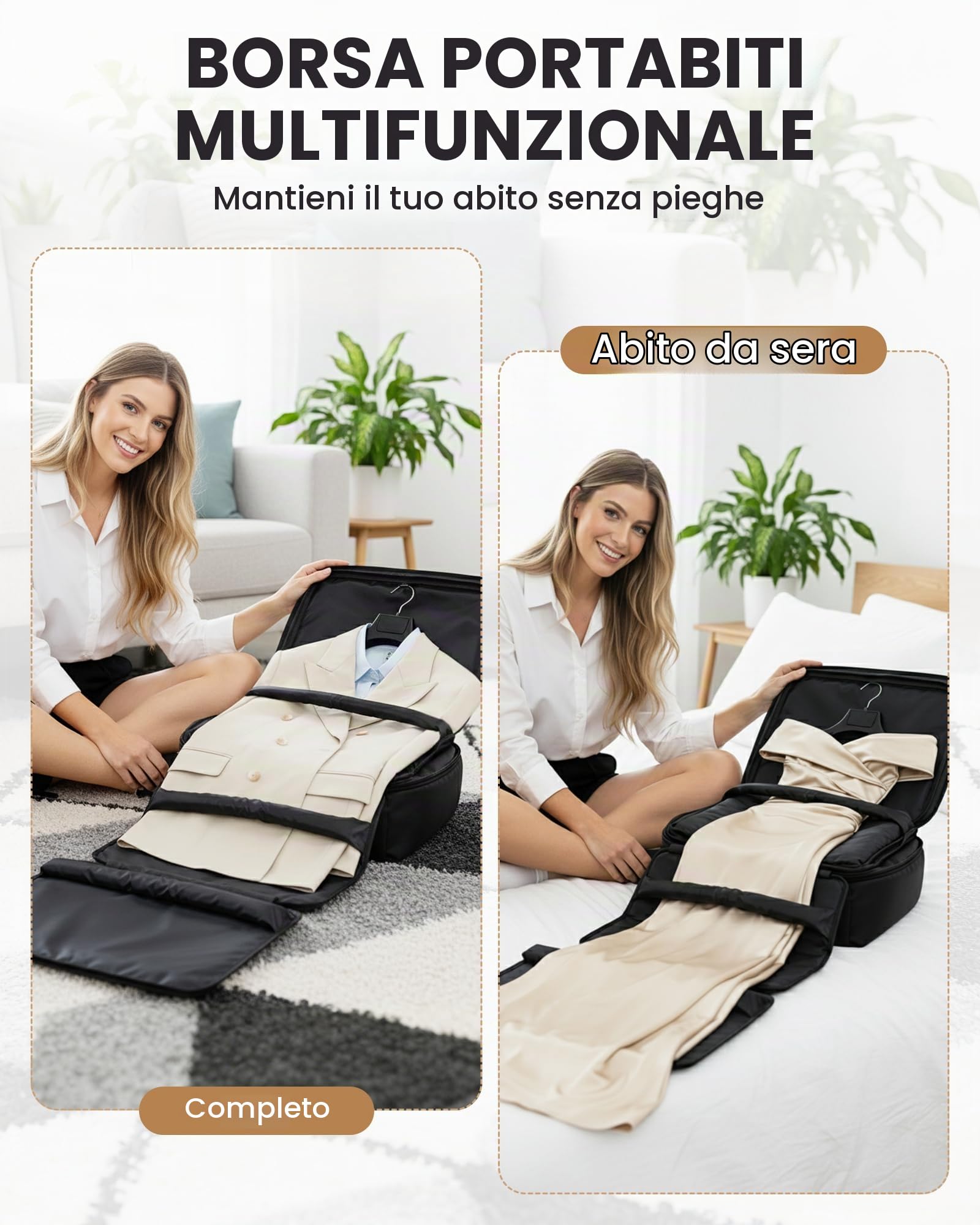 Zaino al vuoto di viaggio con sacchetto da abbigliamento, grande 18×14×8 tuta portare borse volo approvato, bagaglio oggetto personale con sistema di vuoto, Portare su bagaglio tuta uomini