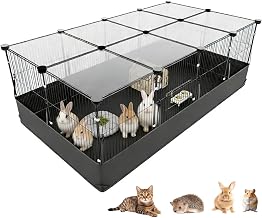 Polegas Guinea Pig Cage with Top Cover, Waterpfoof Cage Liner Base | Animal Cage Playpen, Gerbil Cage for Outdoor & Indoor, for Rabbits, Ferrets, Hamsters, Gerbils, 48×24×16 Inch