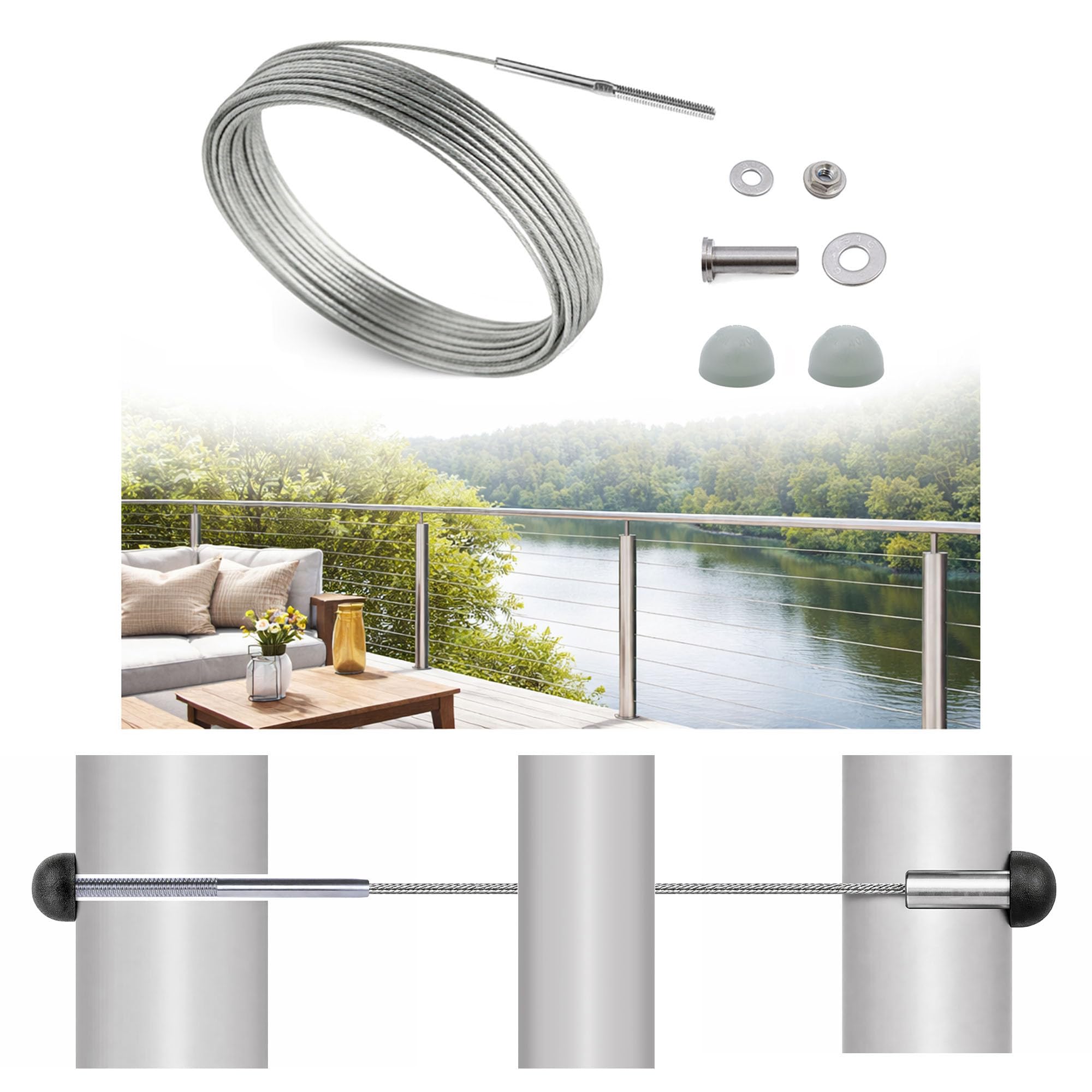 1/8 "vistaview Cable de acero inoxidable para Kit de montaje (35-foot longitud)