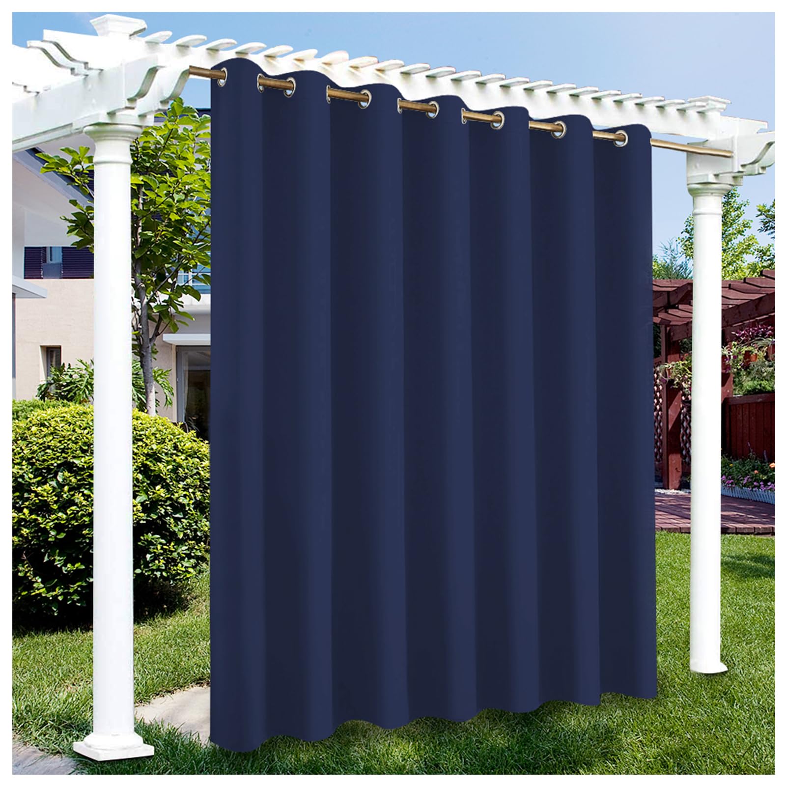 Mewkew Outdoor Curtains Waterproof for Gazebo Non See Through Outdoor Curtain with Grommet, Curtains Windproof for Patio, Garden, Pergola, Cabana, Deck, Sunroom, W 67.7"×L 115.7"(1 Panel)