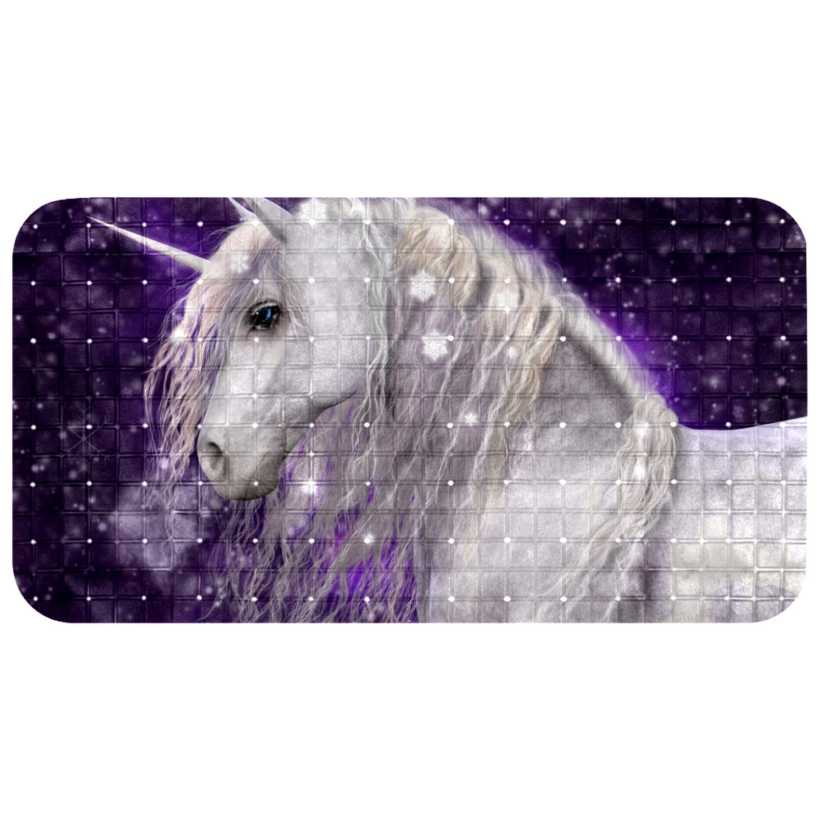 Tapis de bain violet licorne pour éviter les glissades dans la douche