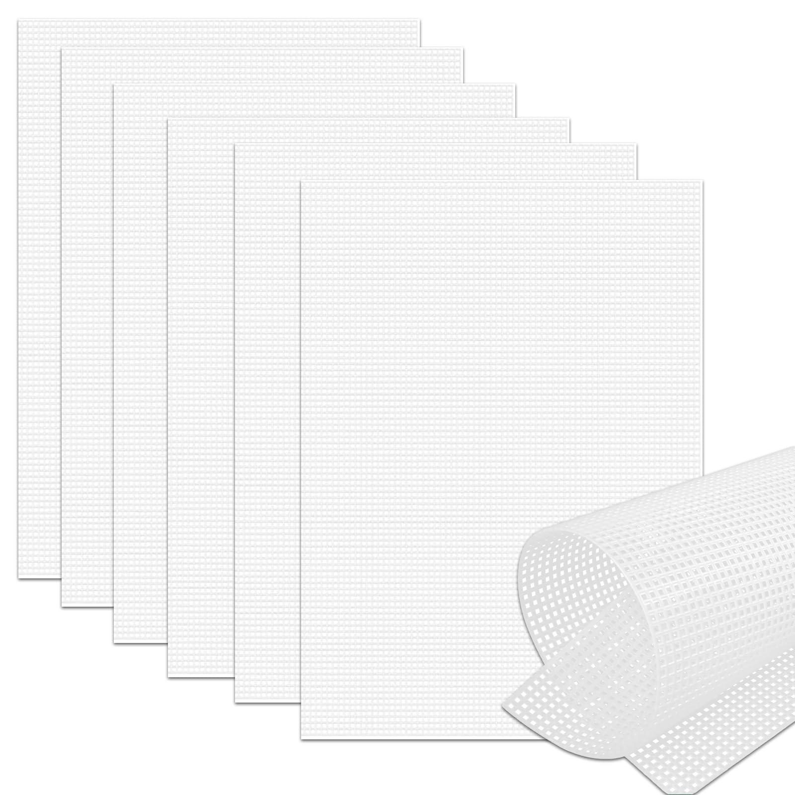 7 Count Plastic Canvas Sheets (6 Pack) - 10.5x13.5In Plastic Mesh Canvas for Cross Stitch, Rustproof Eye Mesh Aquarium Dividers & DIY Crafts | Pre-Cut Smooth-Edged Needlepoint Canvas,-image-17