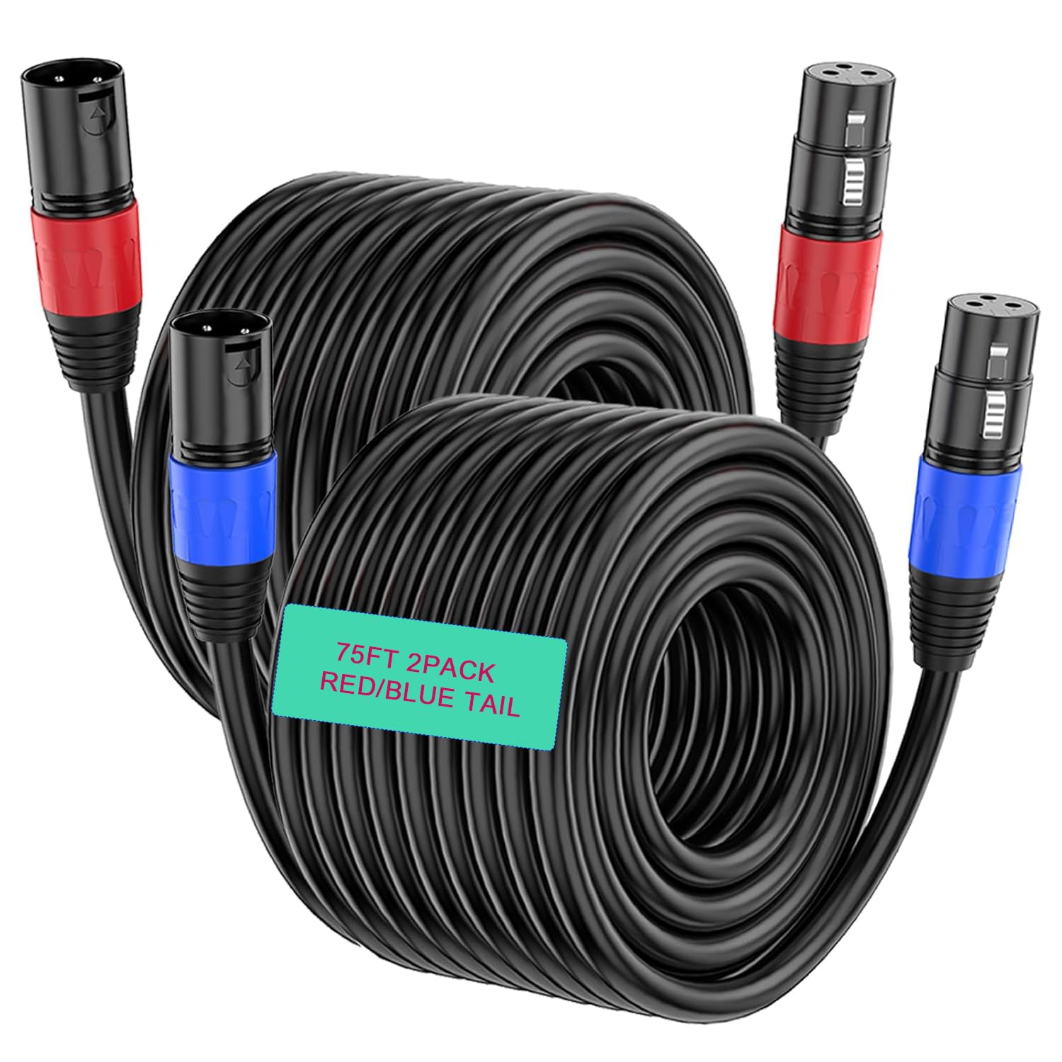 Lot de 2 câbles de microphone XLR mâle vers femelle - 25 m - XLR symétrique