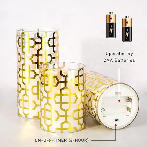 Miniatura 4 de Silverstro Velas eléctricas de estilo moderno parpadeante para ventana de auditorio, velas LED doradas de cera real con control remoto, decoración
