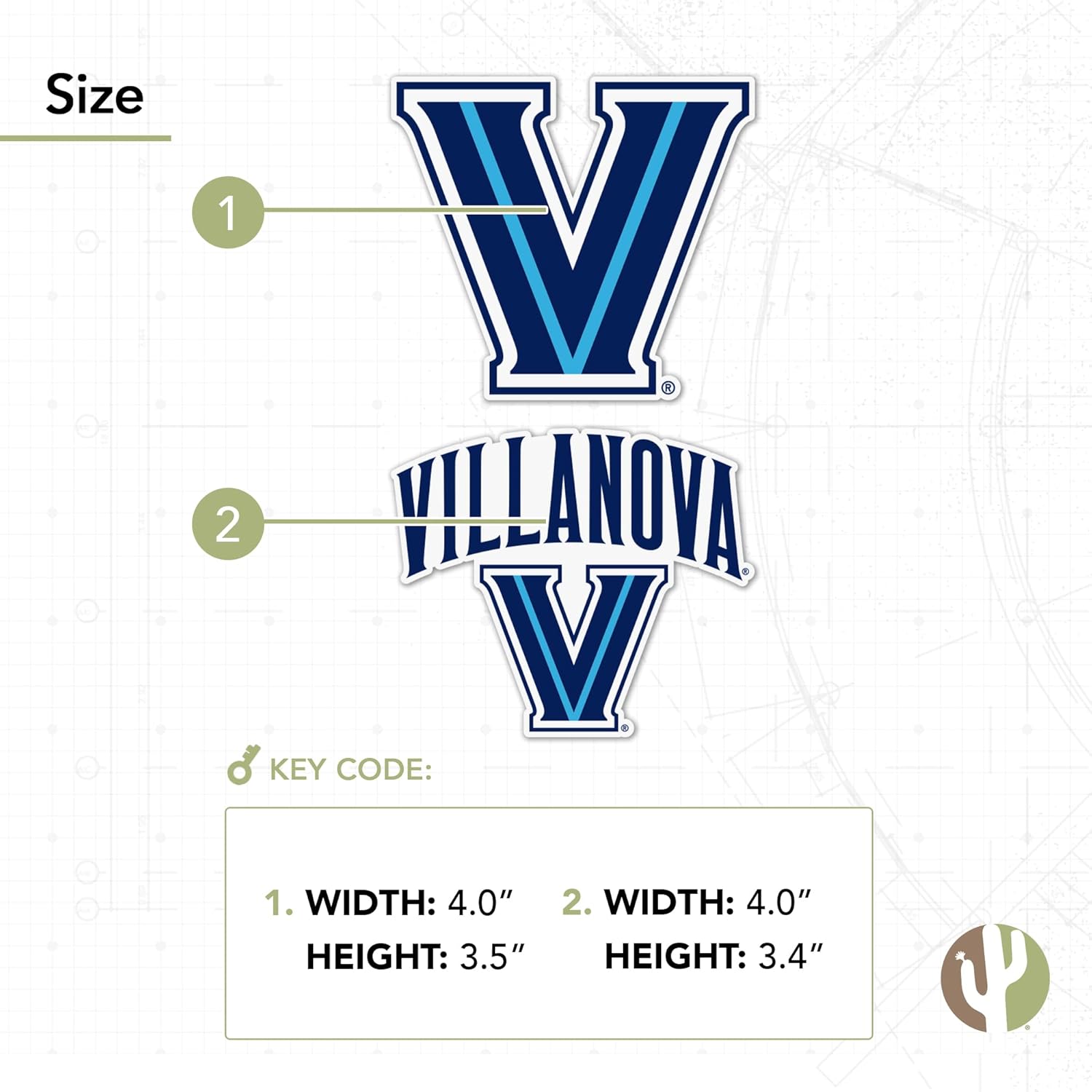 Desert Cactus Villanova University Sticker Wildcats Vinyl Decal Laptop Water Bottle Car Scrapbook Sheet (4 Inch Set V1) - Image 3