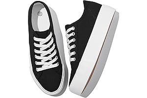 Breathable Tennis Platform Sneakers for Women with Lace Up Canvas