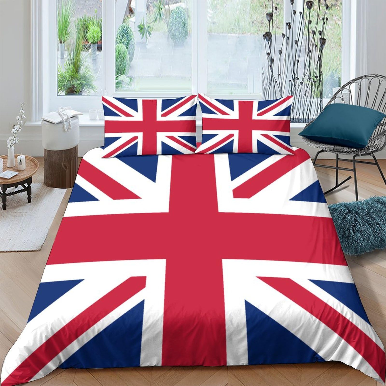AAHARYA British Flag 3D Printed Room Decor Duvet Cover 3Pcs,Soft Cosy Easy Care Polycotton National FlagBedding Set,with Hidden Zipper Quilt Cover And Pillowcase Double（200x200cm） — image 1
