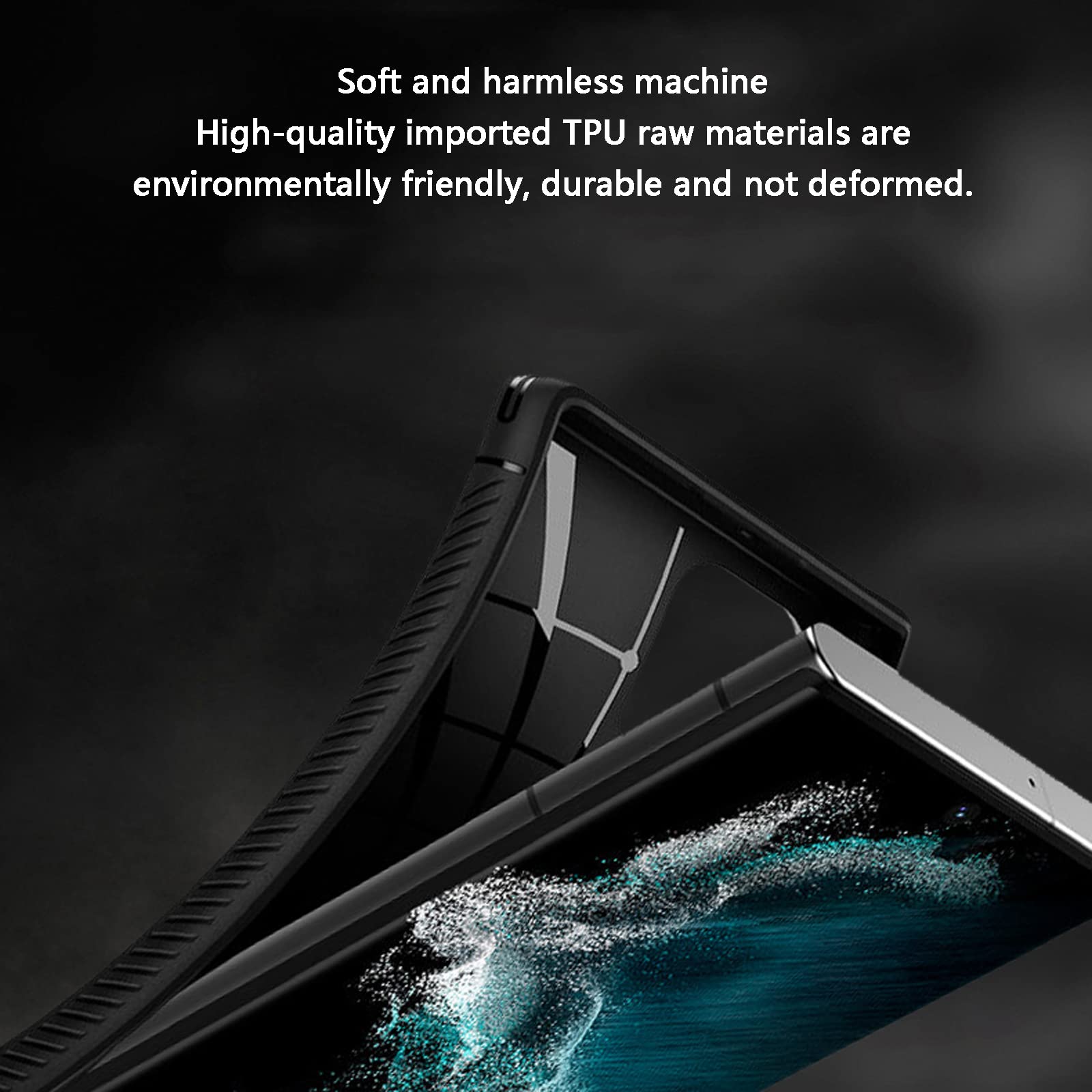Funda para Samsung Galaxy S22/S22plus/S22 Ultra, Anti-Choques Silicona Funda con Soporte para Bolígrafo S Y Protección Cámara Antideslizante Resistente Al Carbono Estuche,S22 Ultra 6.8"