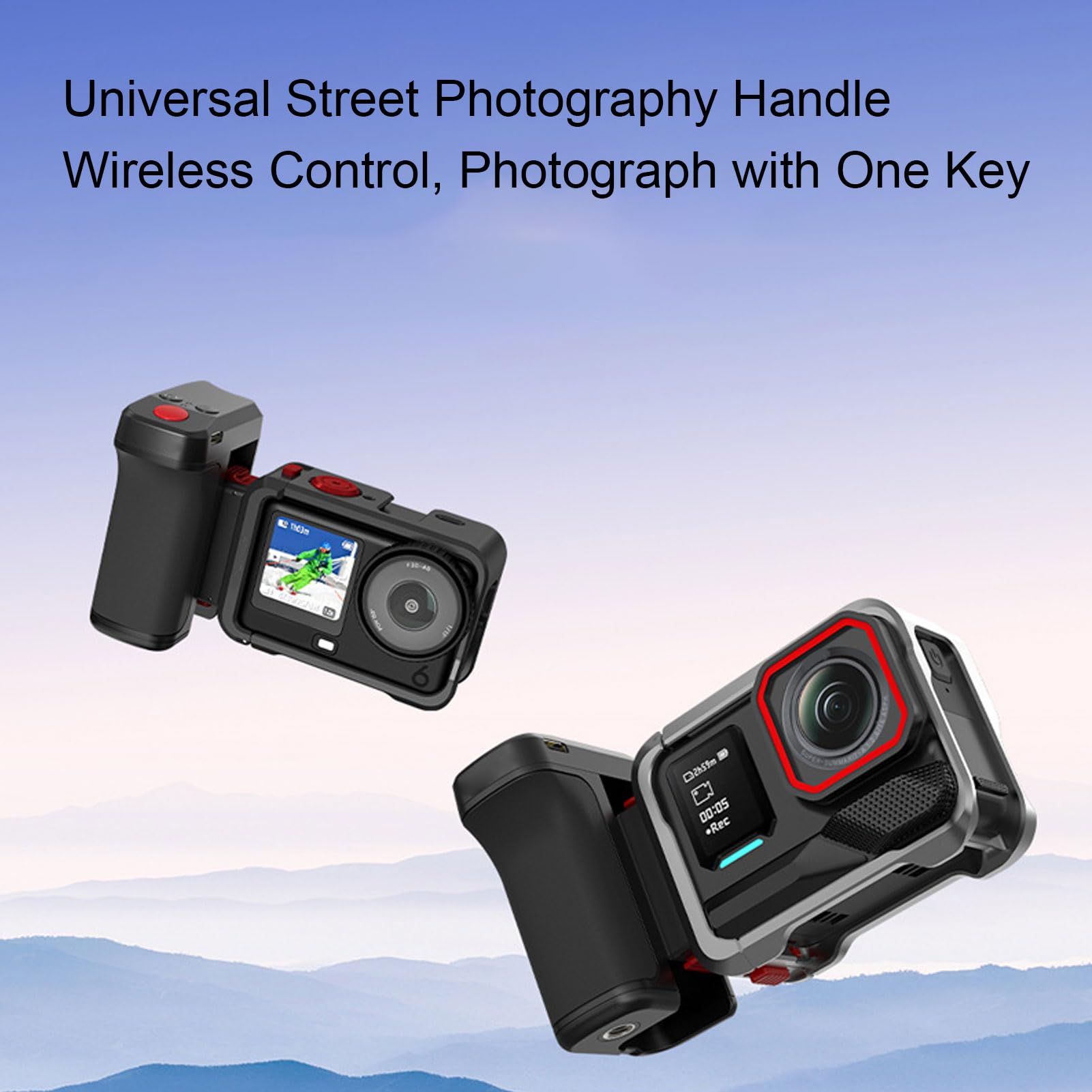 Impugnatura versatile per fotografia stradale per Action 3 4 5 Pro, Bluetooth a sgancio rapido, foro filettato da 1/4, batteria a lunga durata