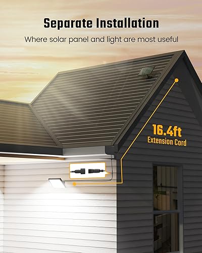 Miniatura 27 de SUPERDANNY Luces solares de inundación para exteriores con sensor de movimiento con 113 LED brillantes, luces de inundación exteriores del atardecer