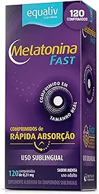 Equaliv Melatonina Fast - Suplemento para Sono Reparador - Sem Glúten, Lactose e Açúcares - Sabor Menta, 210 mcg, 120 Comprimidos