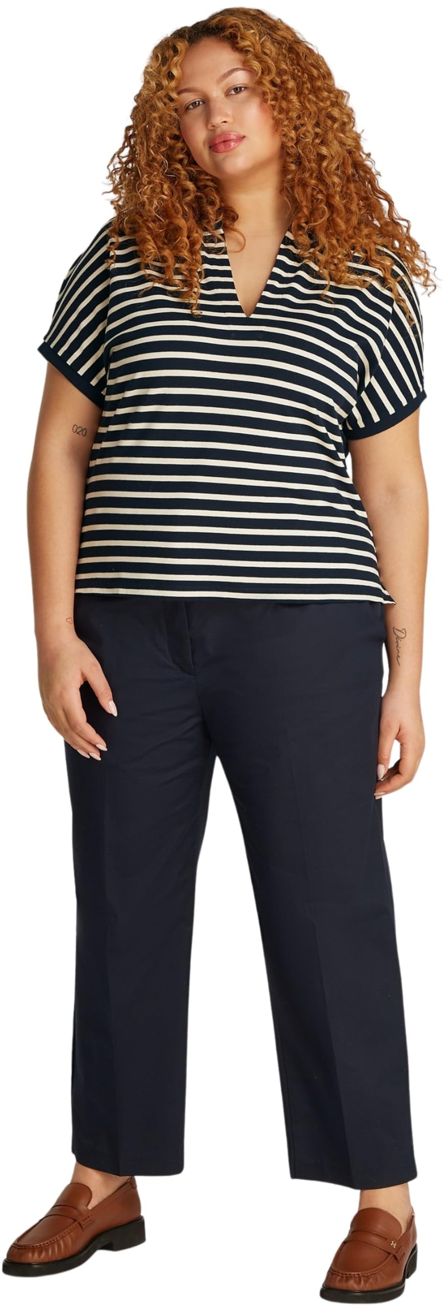 Tommy Hilfiger CRV LYOCELL OPEN-NK POLO SS WW0WW46074 Kobiety Crv Lyocell Open-nk Polo Ss Ww0ww46074
