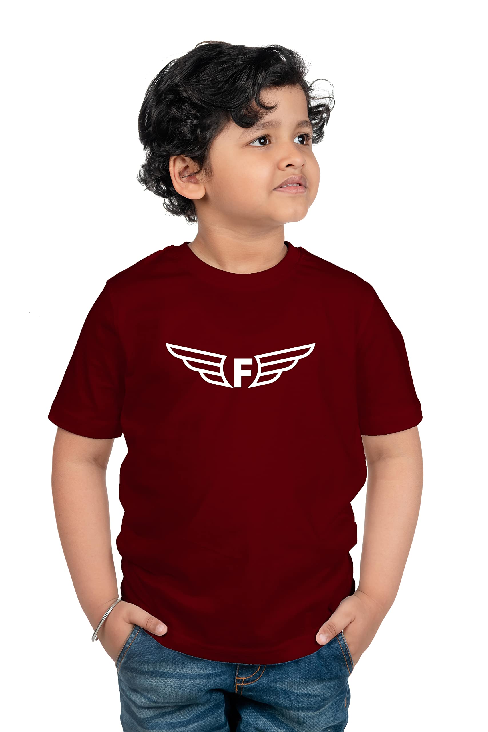 Chombooka Kids Graphics Print Half Sleeve Round Neck Cotton T Shirt | Aqua.Blue,Black,Red,Lemon,Pink,White,Yellow | Kids_F_Wing_H.S (Pack of 1)