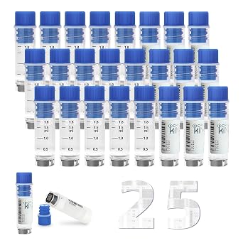 2ml Cryovials, Multi-Coded, Internal Thread, Blue, 25 Pcs