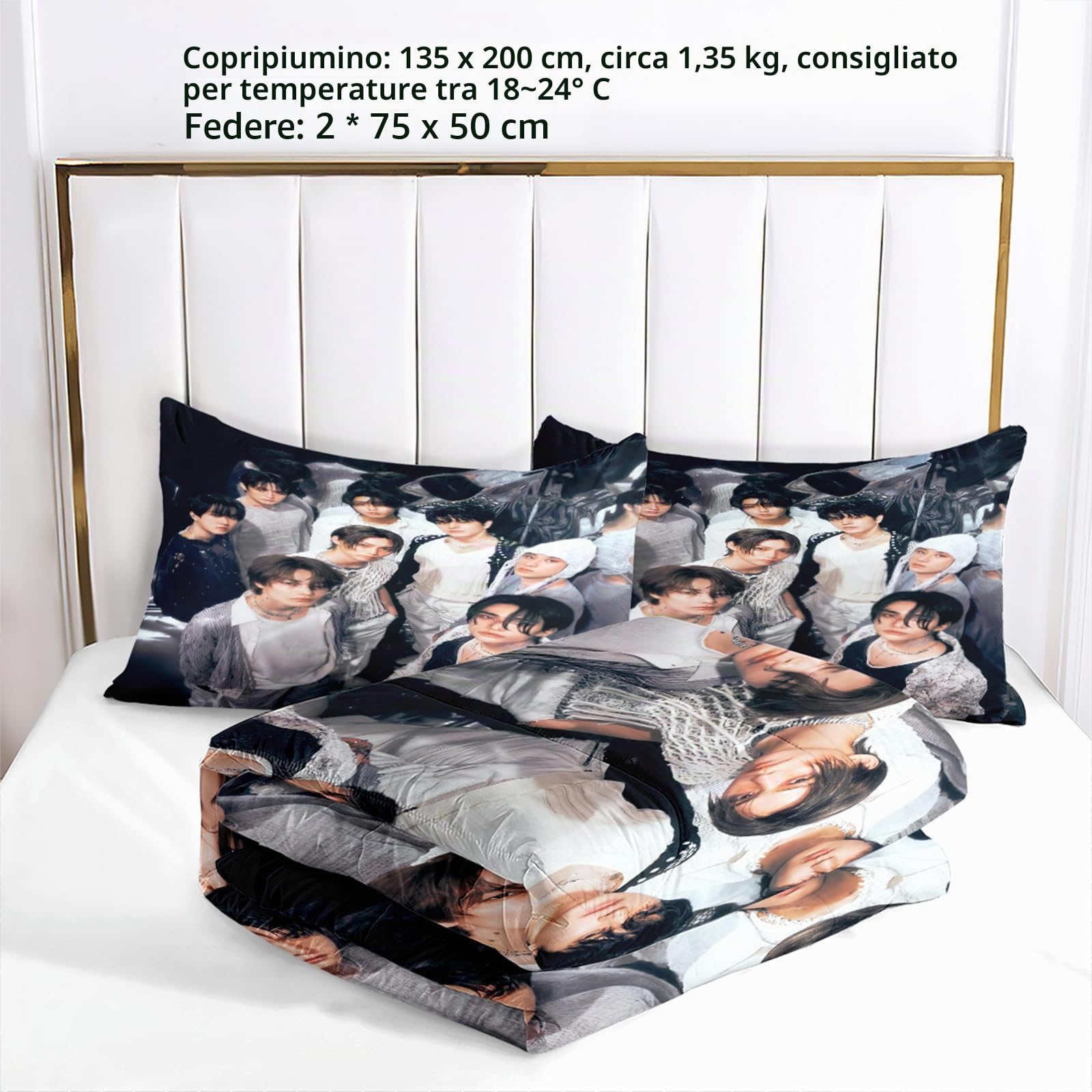 PQKL-party Piumino Stay Kid Bedding Piumone 135x200cm,2 Federe 75x50cm Set
