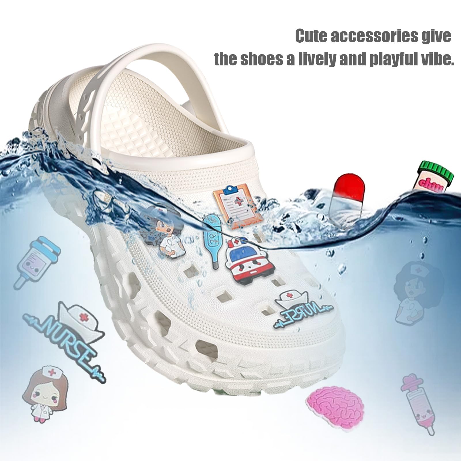 40 PCS Nurse Doctor Accesorios para Crocs Shoes,Medical Care SeriesCrocs Accesorios DIY,zapatos de enfermera, colgantes para adolescentes, mujeres y hombres, Cloruro de