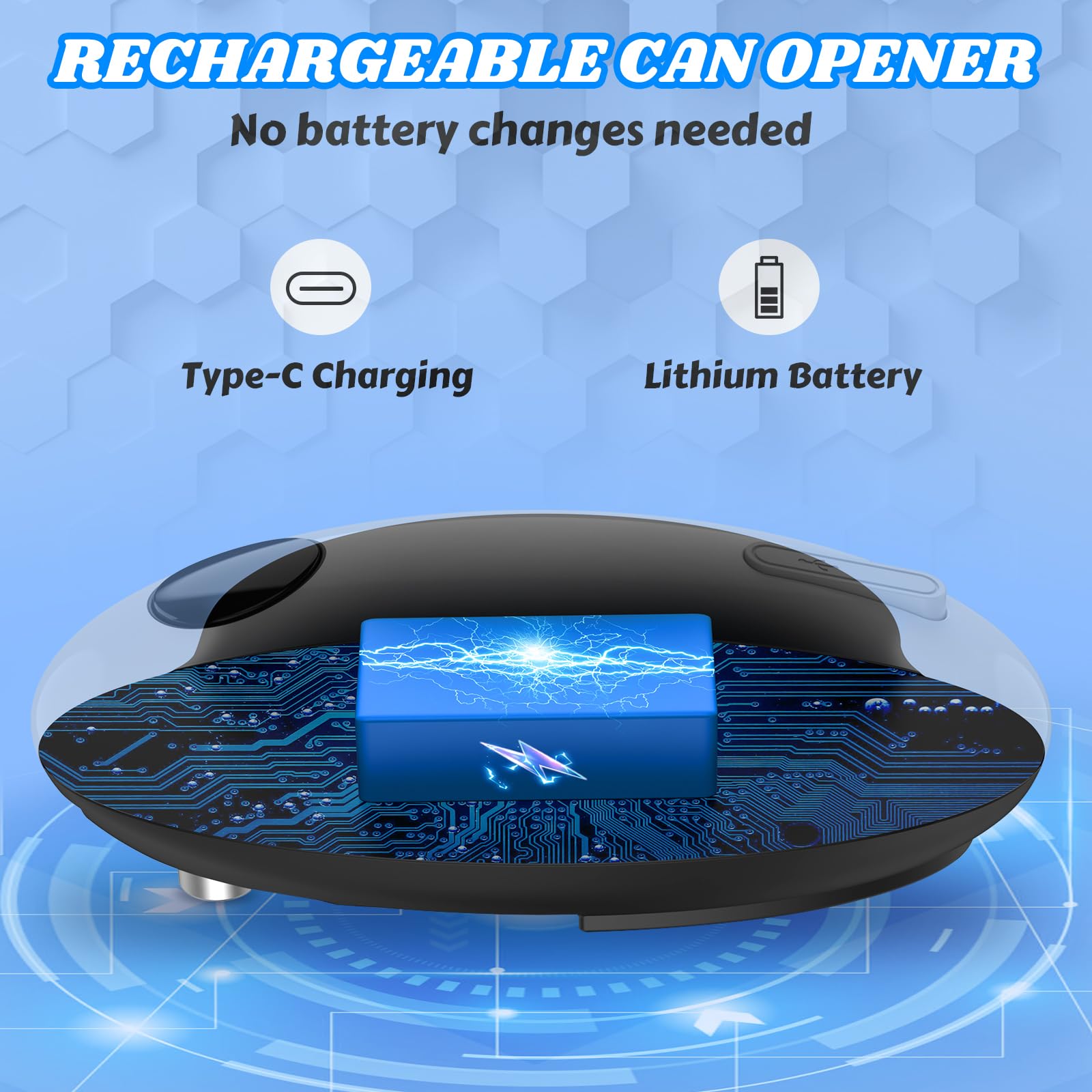 CEVING USB Rechargeable Electric Can Opener – One Touch Automatic Operation, Magnetic Lid Holder & Smooth Edge Cutting, Cordless & Easy to Use for Seniors, Works with All Standard Cans