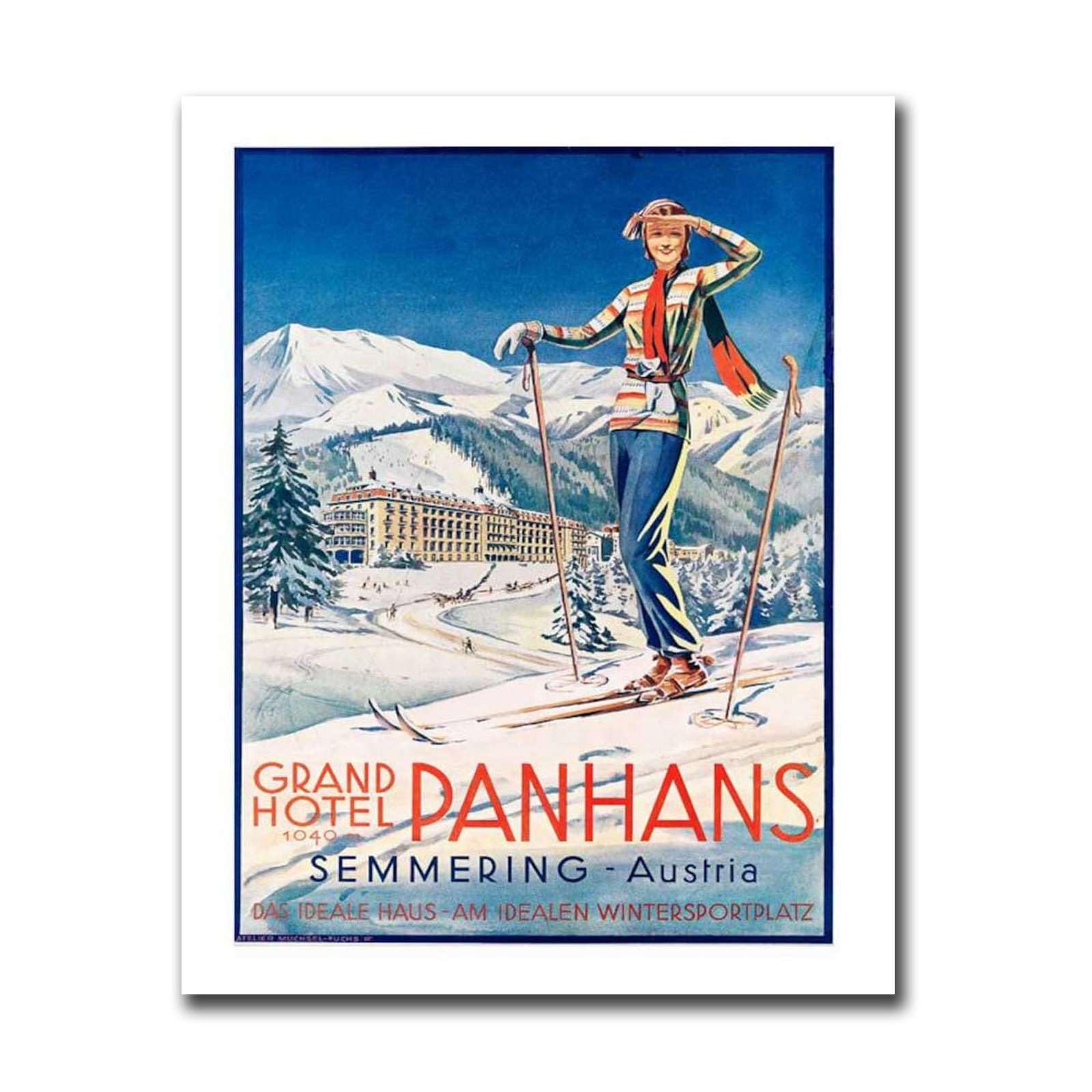 TGRNFHKPYY Poster Wall Art Print Vintage Grand Hotel Panhans Semmering Austria Travel Poster Modern Art Decoration for Living Room Bedroom and Office 16x24inch