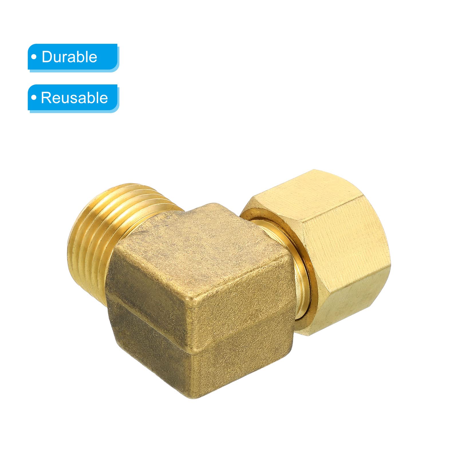 Raccord de Tube à Compression en Laiton G1/2 mâle x 12 mm de diamètre extérieur, raccord de Tube coudé à 90 degrés pour plomberie, connecteur de Tuyau