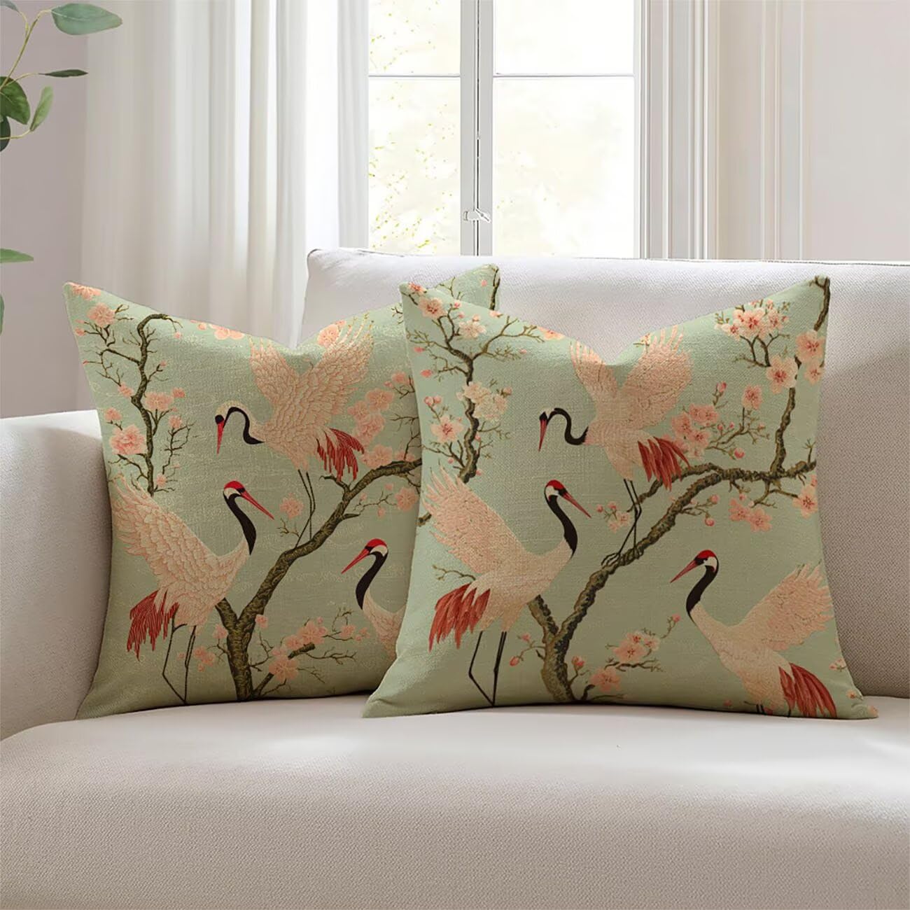 Housse de coussin 24x24inch imperméable Lejnlnng lot de 2 en lin déperlant pour extérieur