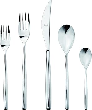 Mepra Stiria Cutlery Set [20 Pieces Set] Brushed Stainless-Steel Finish, Dishwasher Safe Cutlery