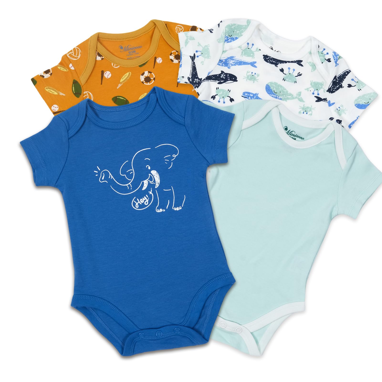 MinicocoUnisex Baby Bodysuits Multipacks – Super Soft Cotton One-Piece Undershirt for Newborns and Infants (0-24 Months)